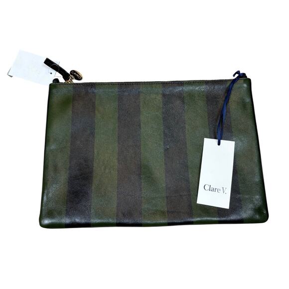 Clare V Handbags - NWT Clare V Striped Leather Flat Clutch With Tabs